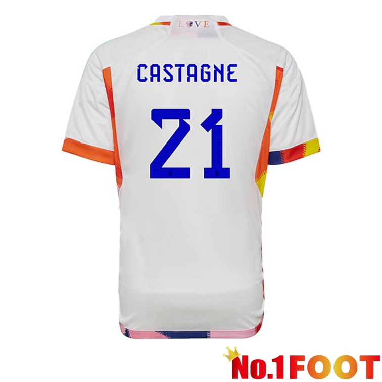 Belgium (CASTAGNE 21) Soccer Jerseys Away White World Cup 2022