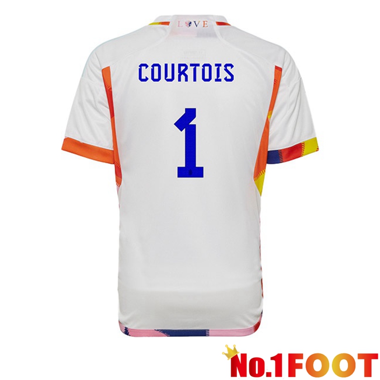 Belgium (COURTOIS 1) Soccer Jerseys Away White World Cup 2022