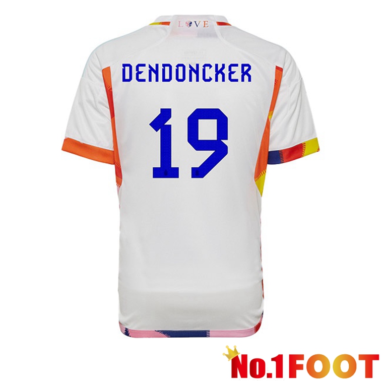 Belgium (DENDONCKER 19) Soccer Jerseys Away White World Cup 2022