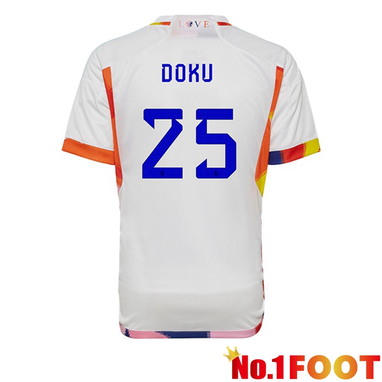 Belgium (DOKU 25) Soccer Jerseys Away White World Cup 2022