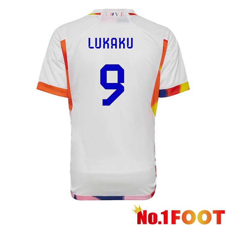 Belgium (LUKAKU 9) Soccer Jerseys Away White World Cup 2022