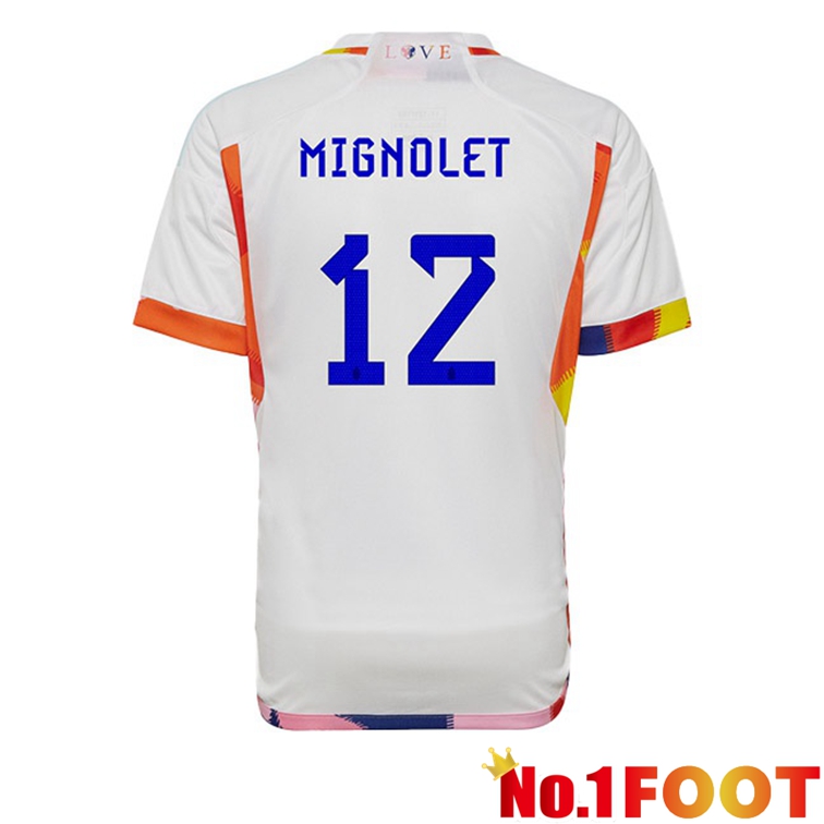 Belgium (MIGNOLET 12) Soccer Jerseys Away White World Cup 2022