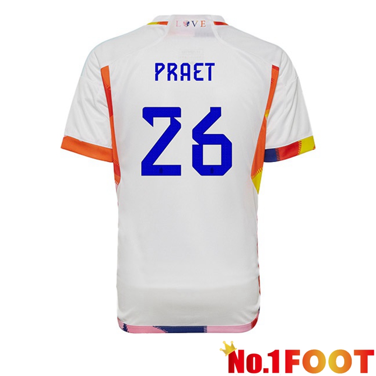 Belgium (PRAET 26) Soccer Jerseys Away White World Cup 2022