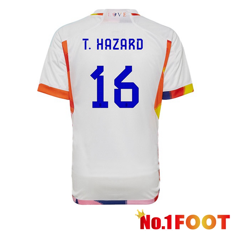 Belgium (T. HAZARD 16) Soccer Jerseys Away White World Cup 2022