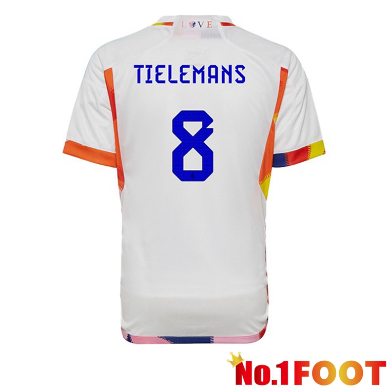 Belgium (TIELEMANS 8) Soccer Jerseys Away White World Cup 2022