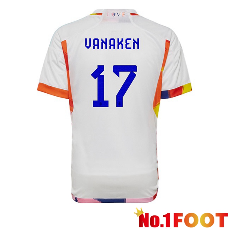 Belgium (VANAKEN 17) Soccer Jerseys Away White World Cup 2022