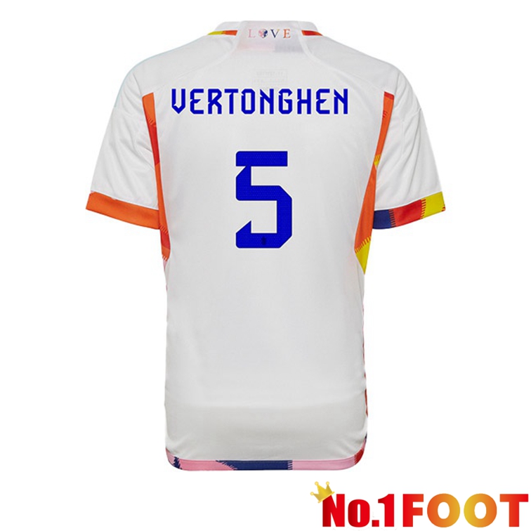 Belgium (VERTONGHEN 5) Soccer Jerseys Away White World Cup 2022