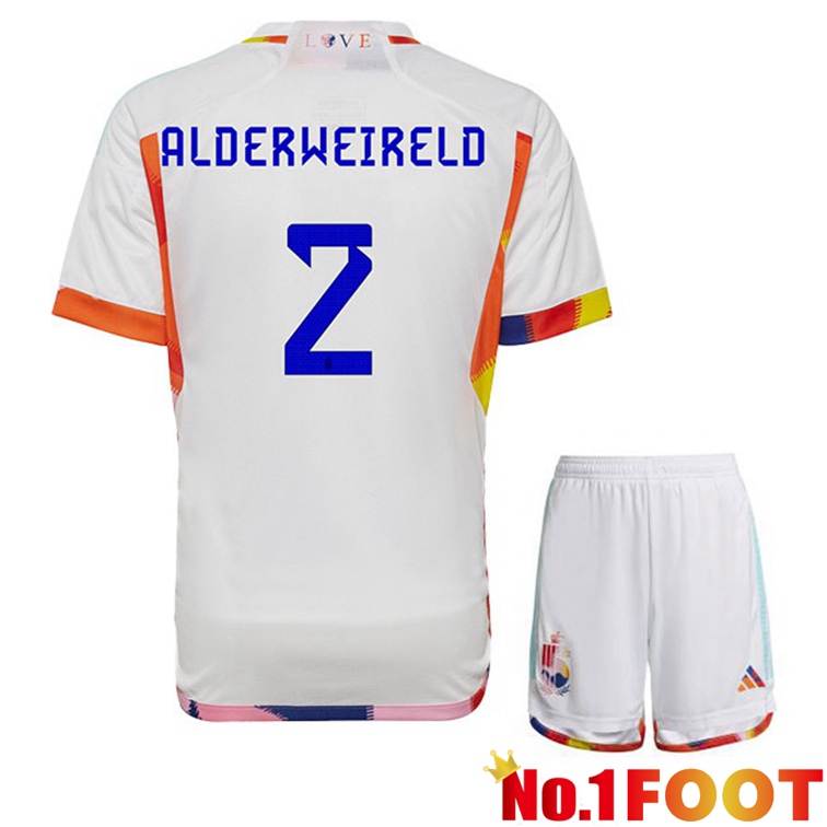 Belgium (ALDERWEIRELD 2) Kids Soccer Jerseys Away White World Cup 2022