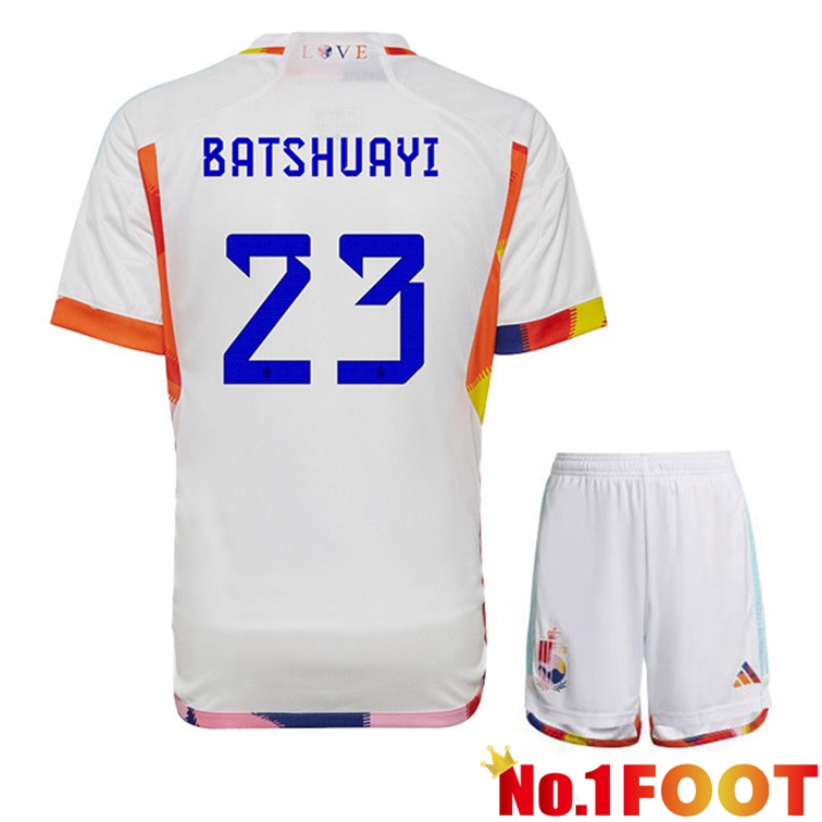 Belgium (BATSHUAYI 23) Kids Soccer Jerseys Away White World Cup 2022