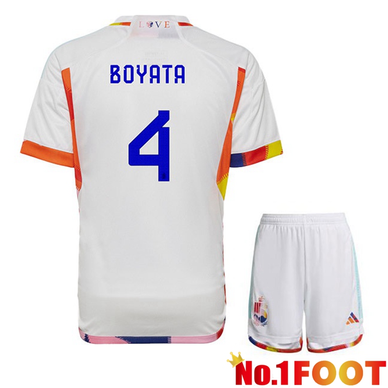 Belgium (BOYATA 4) Kids Soccer Jerseys Away White World Cup 2022