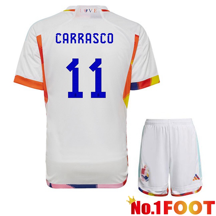 Belgium (CARRASCO 11) Kids Soccer Jerseys Away White World Cup 2022