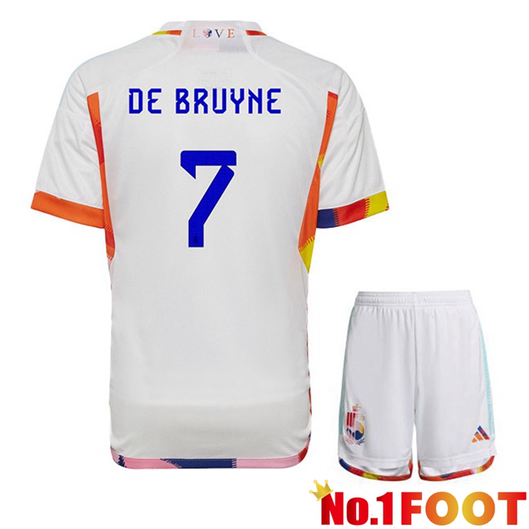 Belgium (De BRUYNE 7) Kids Soccer Jerseys Away White World Cup 2022