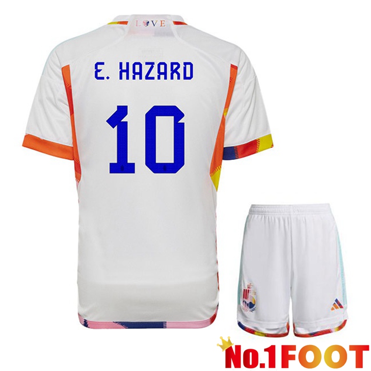 Belgium (E.HAZARD 10) Kids Soccer Jerseys Away White World Cup 2022