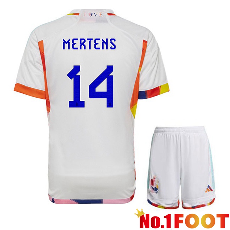 Belgium (MERTENS 14) Kids Soccer Jerseys Away White World Cup 2022