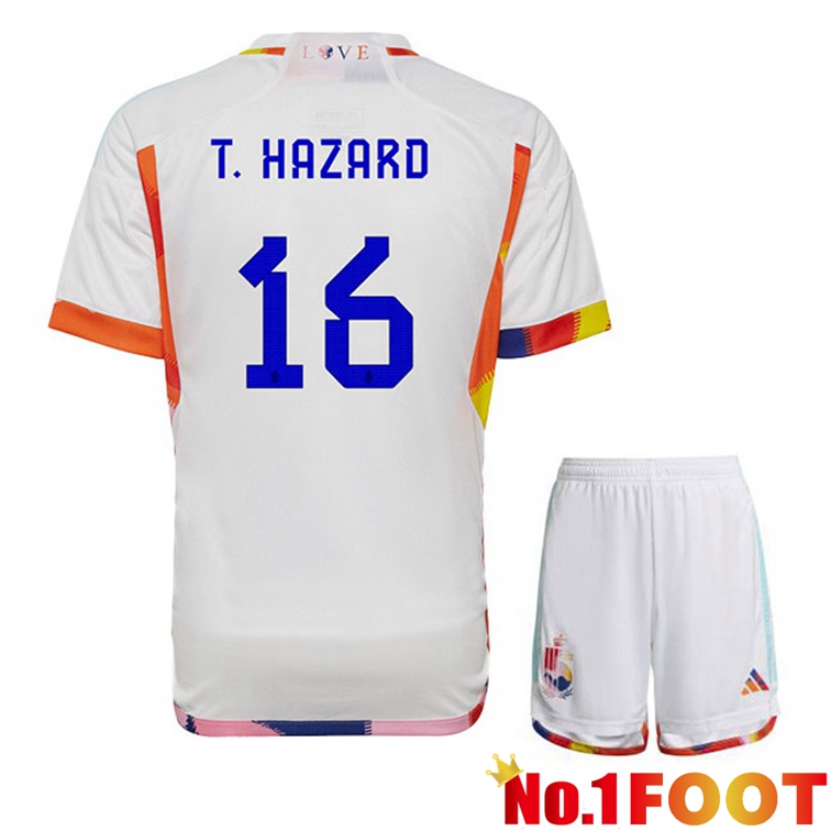 Belgium (T. HAZARD 16) Kids Soccer Jerseys Away White World Cup 2022