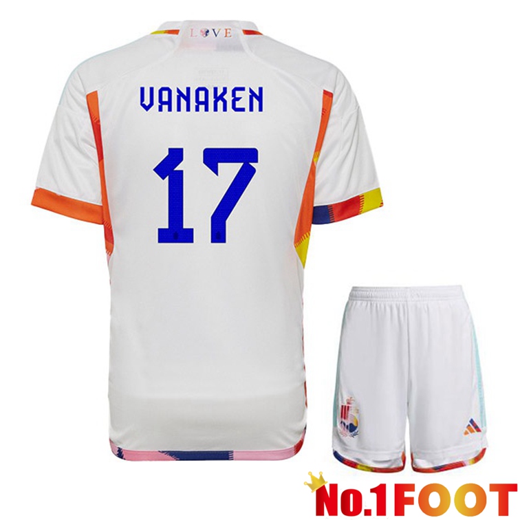 Belgium (VANAKEN 17) Kids Soccer Jerseys Away White World Cup 2022