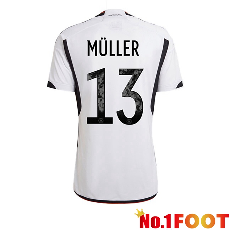 Germany (MÜLLER 13) Soccer Jerseys Home Black White World Cup 2022