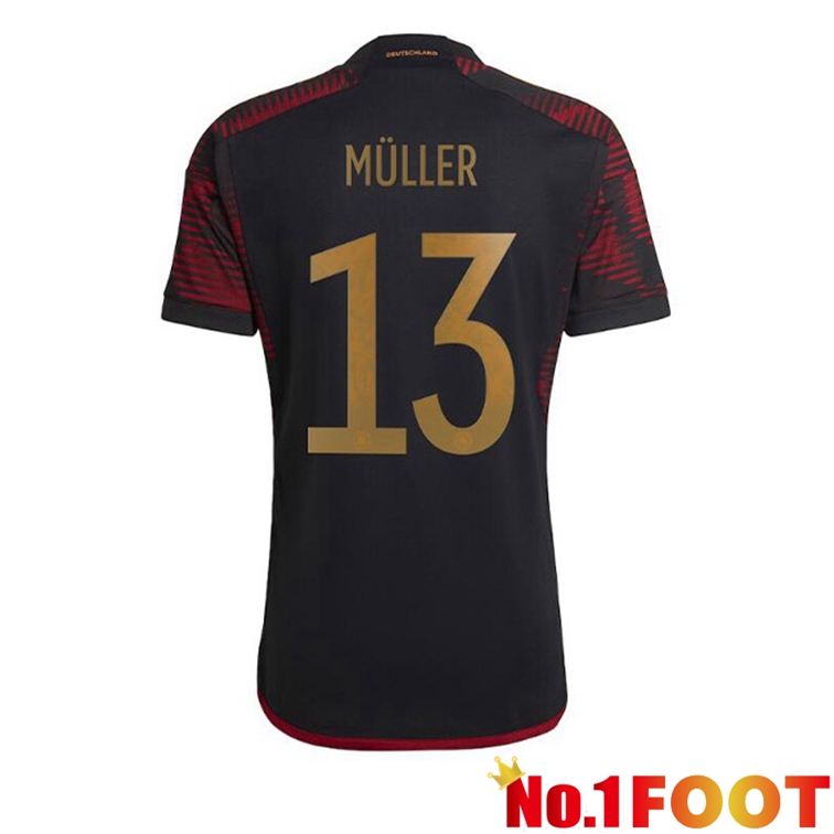 Germany (MÜLLER 13) Soccer Jerseys Away Black World Cup 2022