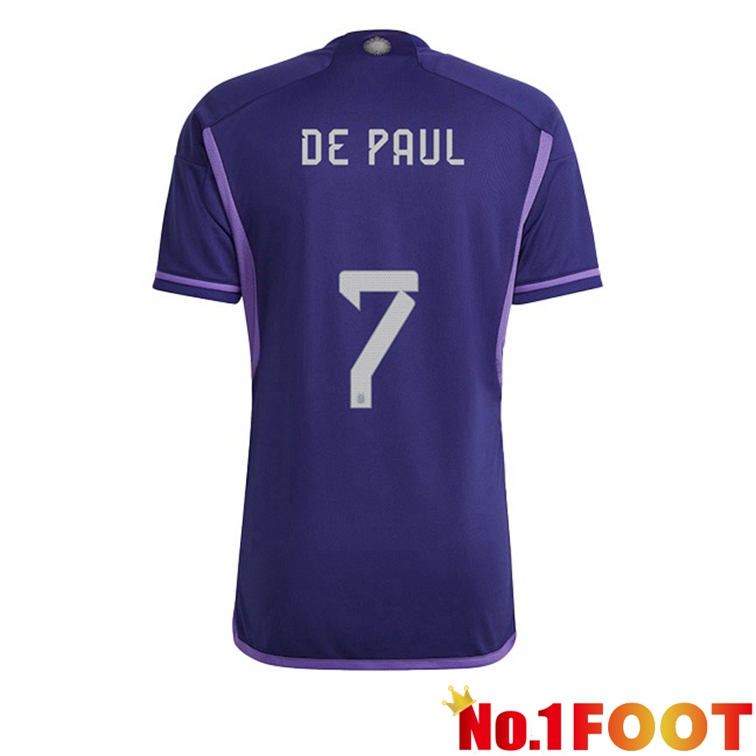 Argentina (De PAUL 7) Soccer Jerseys Away Purple World Cup 2022