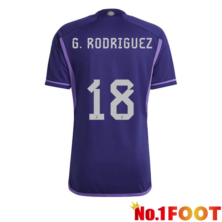 Argentina (G. RODRIGUEZ 18) Soccer Jerseys Away Purple World Cup 2022