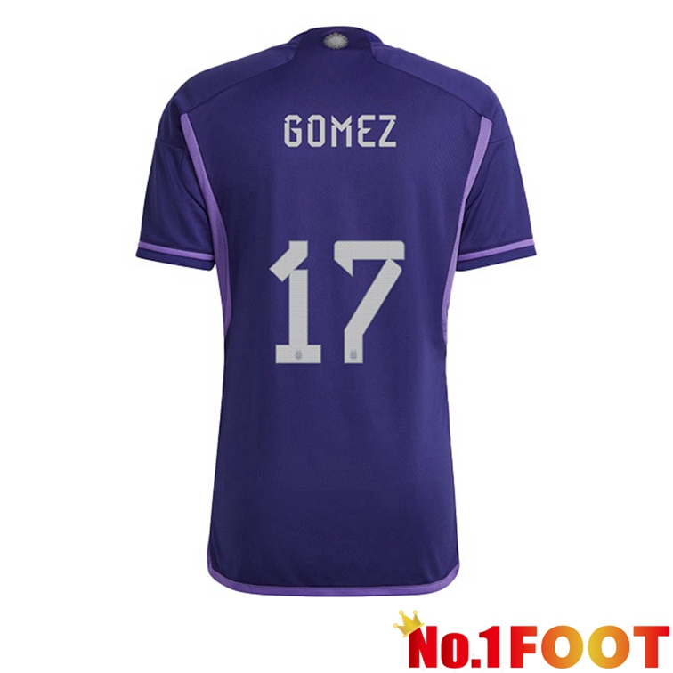 Argentina (GOMEZ 17) Soccer Jerseys Away Purple World Cup 2022