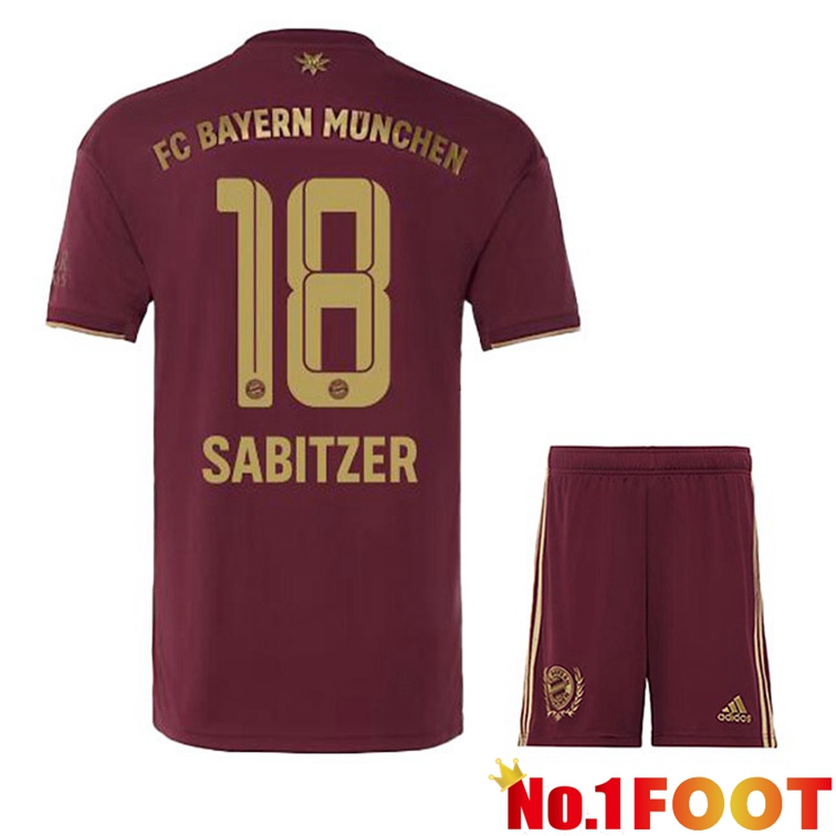 Bayern Munich (Sabitzer 18) Kids Soccer Jerseys Special Edition Red 2022-2023