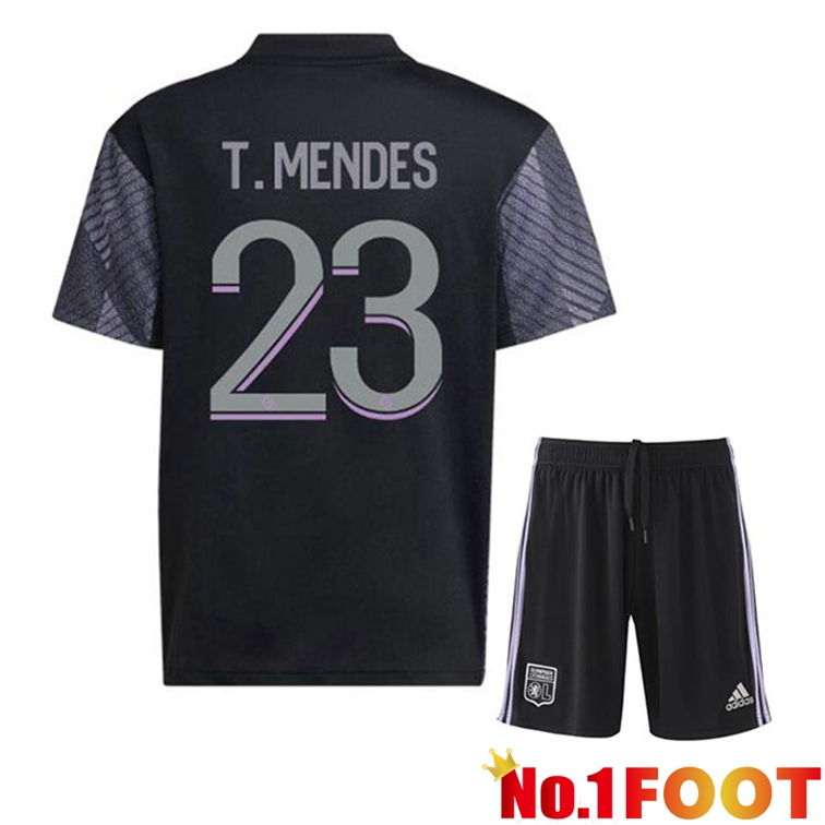 Olympique Lyonnais (T. MENDES 23) Kids Soccer Jerseys Third Black 2022-2023