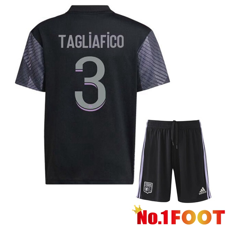 Olympique Lyonnais (TAGLIAFICO 3) Kids Soccer Jerseys Third Black 2022-2023