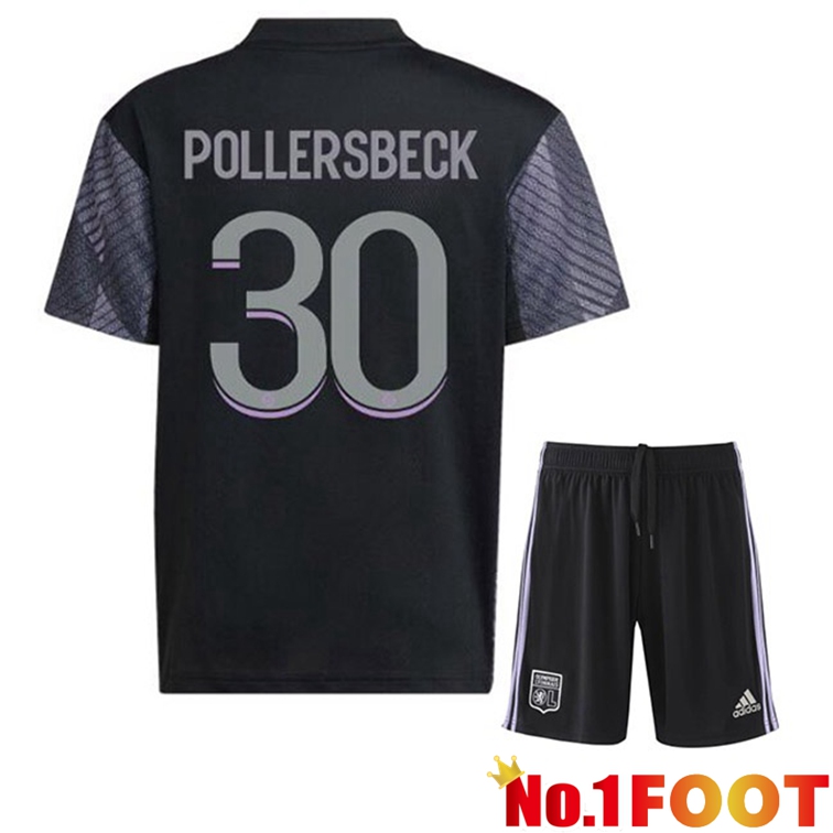 Olympique Lyonnais (POLLERSBECK 30) Kids Soccer Jerseys Third Black 2022-2023