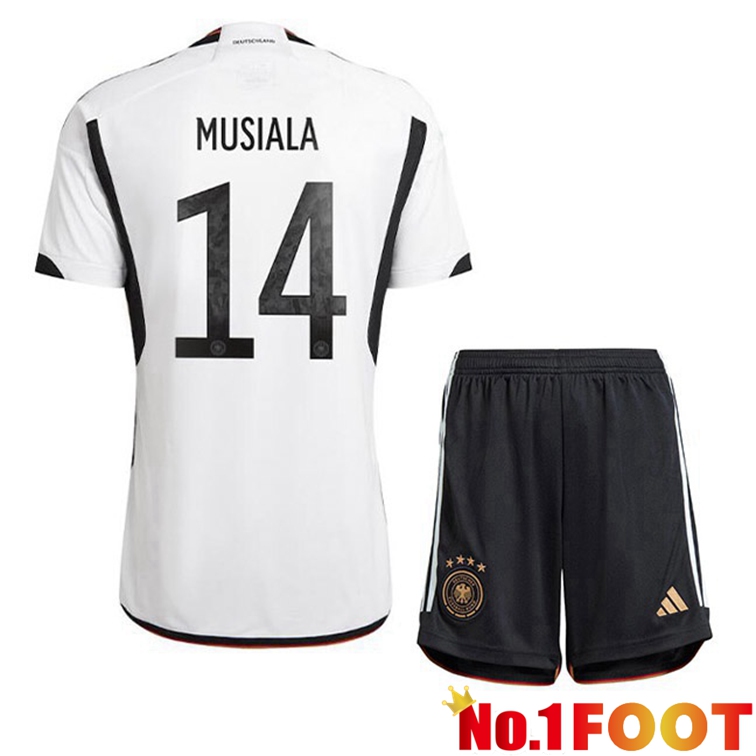 Germany (MUSIALA 14) Kids Soccer Jerseys Home Black White 2022-2023