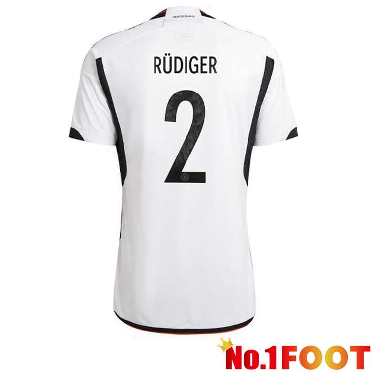 Germany (RÜDIGER 2) Soccer Jerseys Home Black White 2022-2023