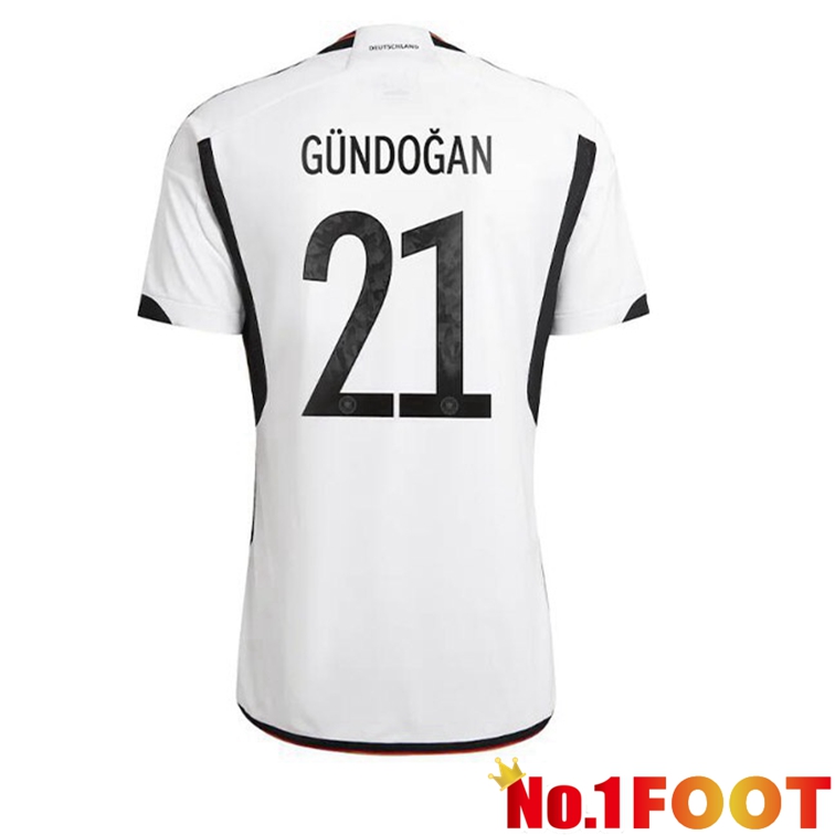 Germany (GÜNDOGAN 21) Soccer Jerseys Home Black White 2022-2023