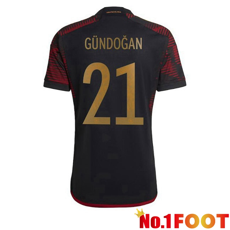 Germany (GÜNDOGAN 21) Soccer Jerseys Away Black 2022-2023