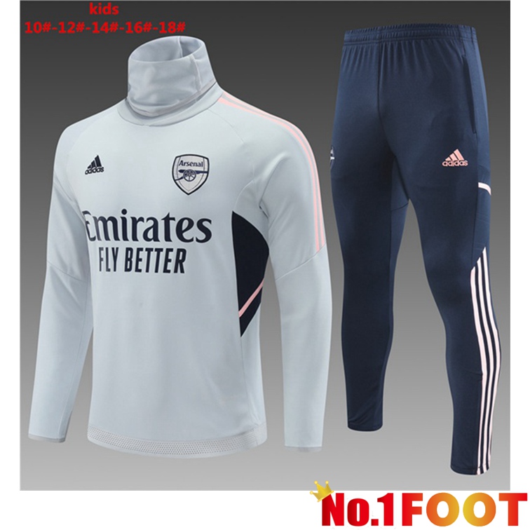 Arsenal Kids Training Tracksuit High Collar Gray 2022-2023