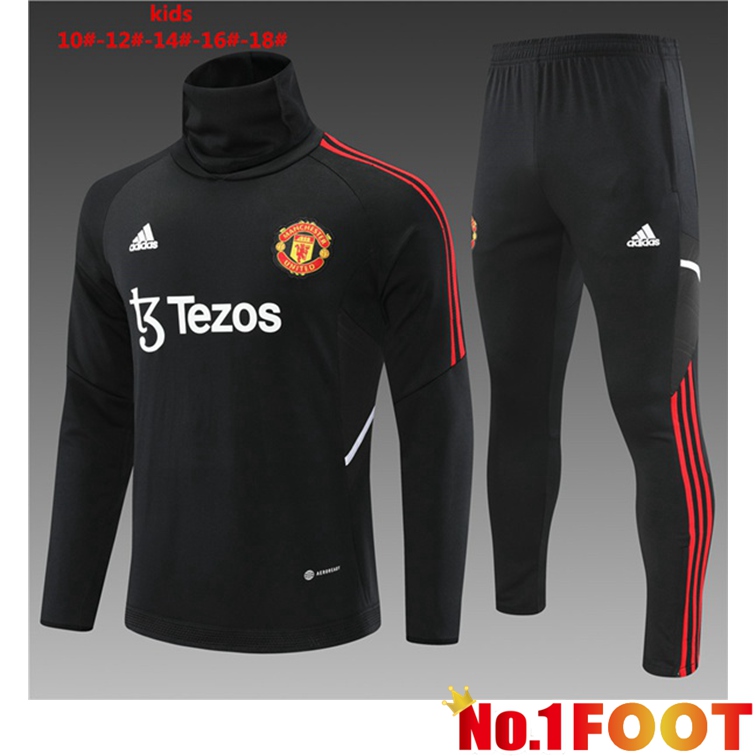 Manchester United Kids Training Tracksuit High Collar Black 2022-2023