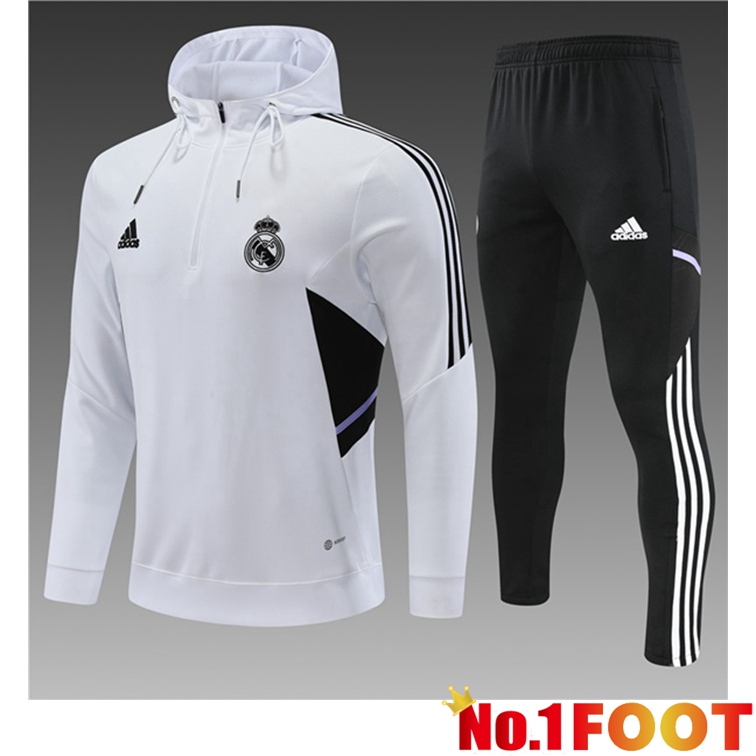 Real Madrid Kids Training Tracksuit Hoodie White 2022-2023