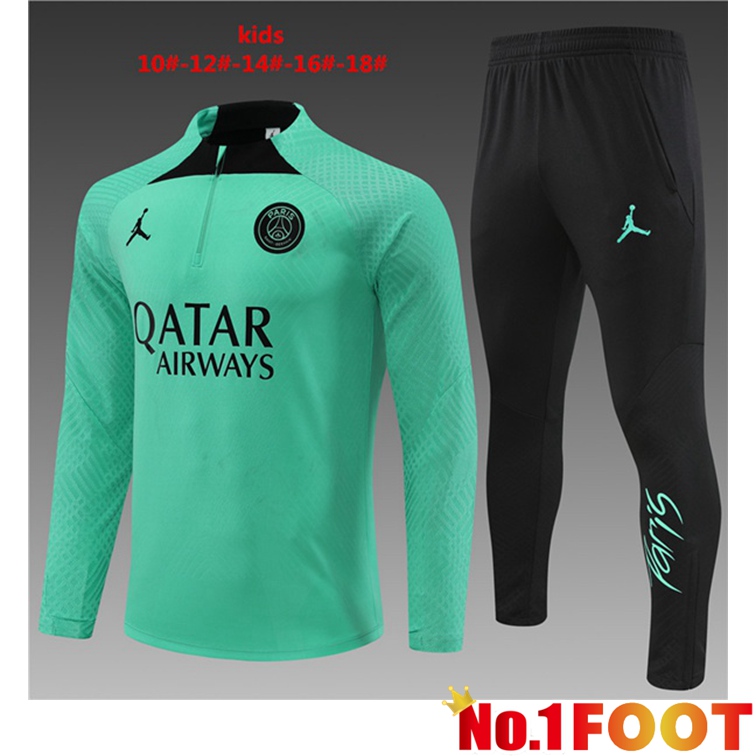 Paris PSG Kids Training Tracksuit Green 2022-2023