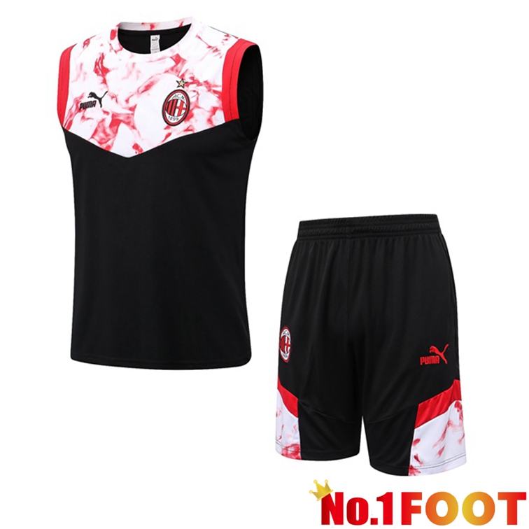 AC Milan Soccer Vest + Shorts Black White 2022-2023