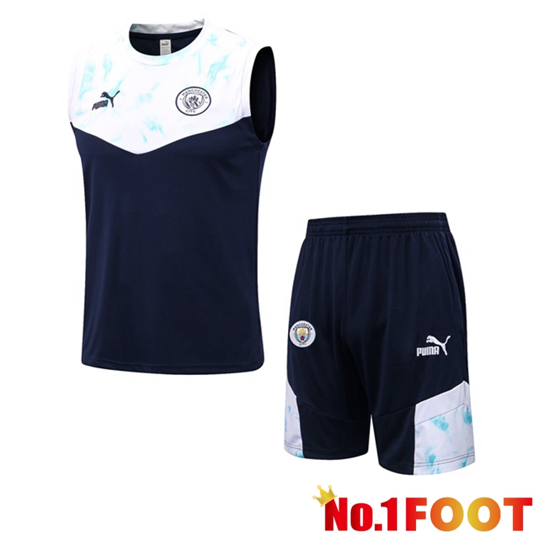 Manchester City Soccer Vest + Shorts Blue White 2022-2023