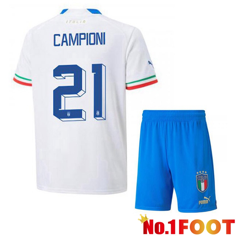 Italy (Campioni 21) Kids Soccer Jerseys Away White 2022-2023