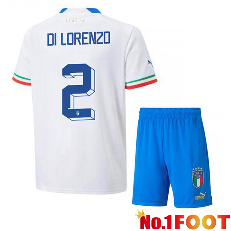 Italy (Di Lorenzo 2) Kids Soccer Jerseys Away White 2022-2023