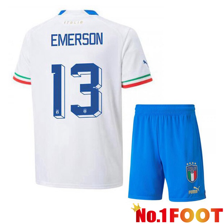 Italy (Emerson 13) Kids Soccer Jerseys Away White 2022-2023