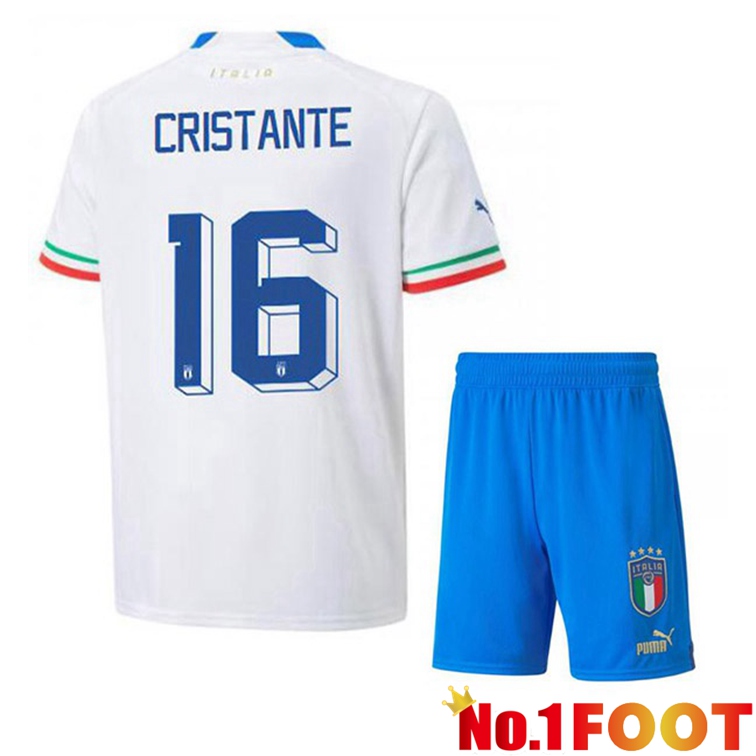 Italy (Cristante 16) Kids Soccer Jerseys Away White 2022-2023