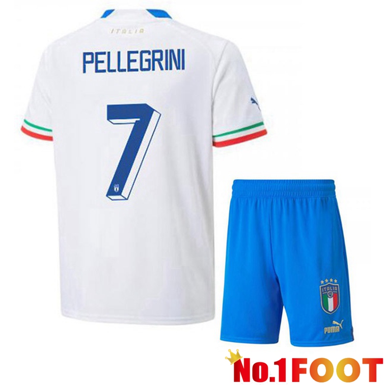 Italy (Pellegrini 7) Kids Soccer Jerseys Away White 2022-2023