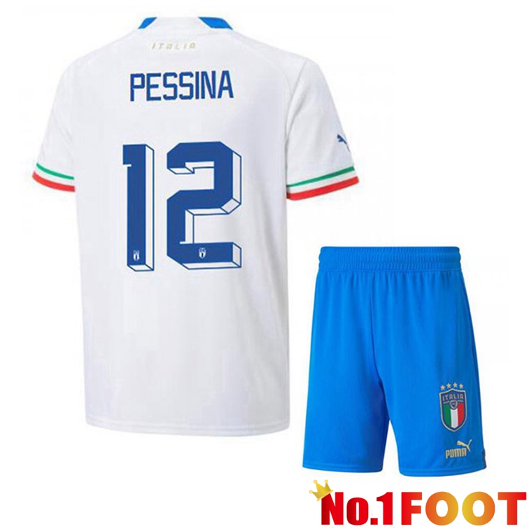 Italy (Pessina 12) Kids Soccer Jerseys Away White 2022-2023