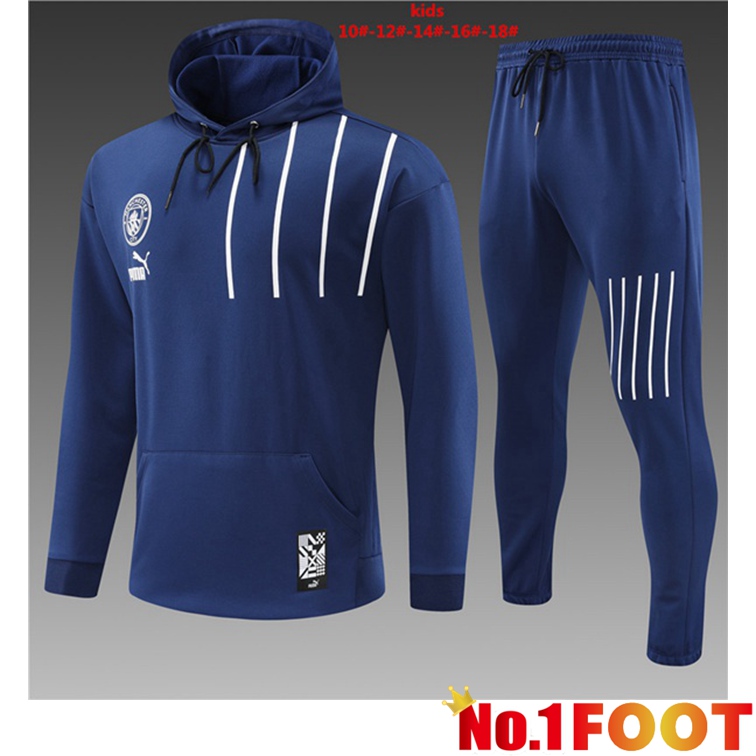 Manchester City Kids Training Tracksuit Hoodie Blue Royal 2022-2023