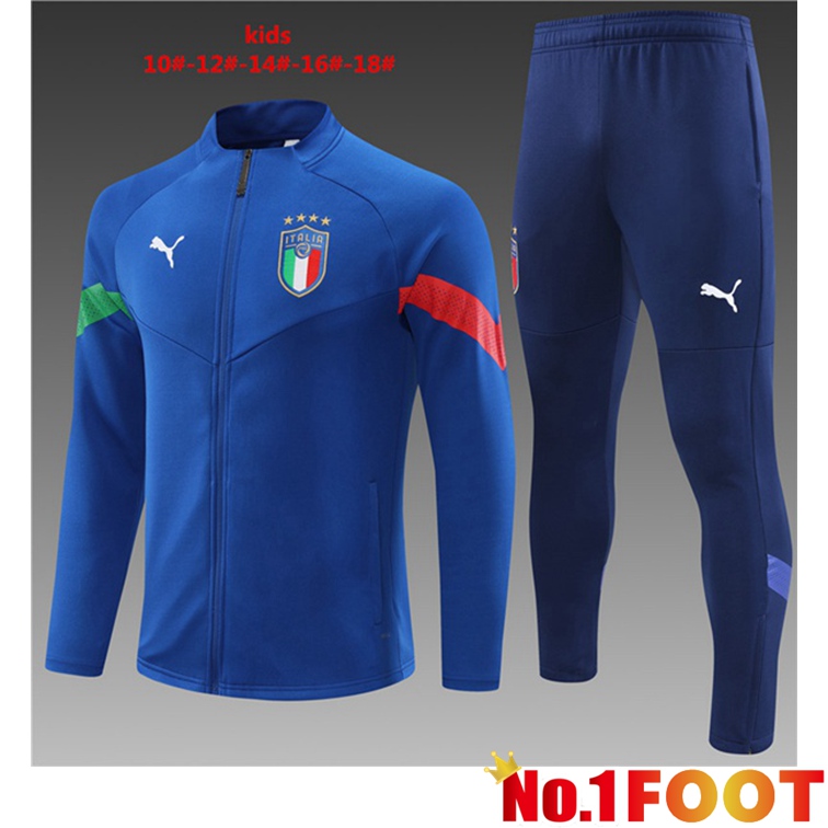 Italy Kids Training Jacket Suit Blue 2022-2023