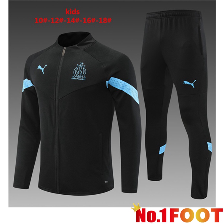 Olympique De Marseille Kids Training Jacket Suit Black 2022-2023