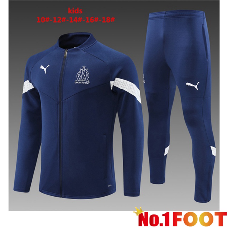 Olympique De Marseille Kids Training Jacket Suit Blue Royal 2022-2023