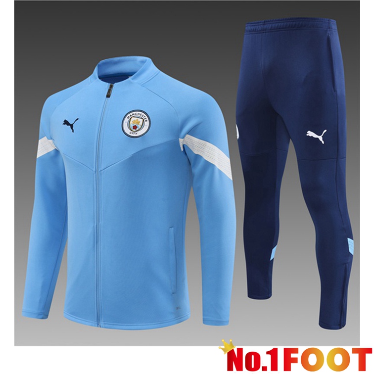 Manchester City Kids Training Jacket Suit Blue 2022-2023